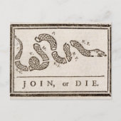 Join oder Die Rattlesnake: Cartoon Benjamin Frankl Postkarte (Vorderseite)