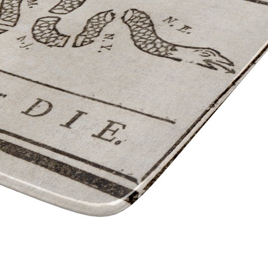 Join oder Die Rattlesnake: Cartoon Benjamin Frankl Schneidebrett (Ecke)