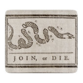 Join oder Die Rattlesnake: Cartoon Benjamin Frankl Schneidebrett (Vorderseite)