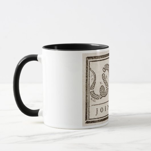Join oder Die Rattlesnake: Cartoon Benjamin Frankl Tasse (Links)