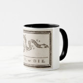 Join oder Die Rattlesnake: Cartoon Benjamin Frankl Tasse (VorderseiteRechts)