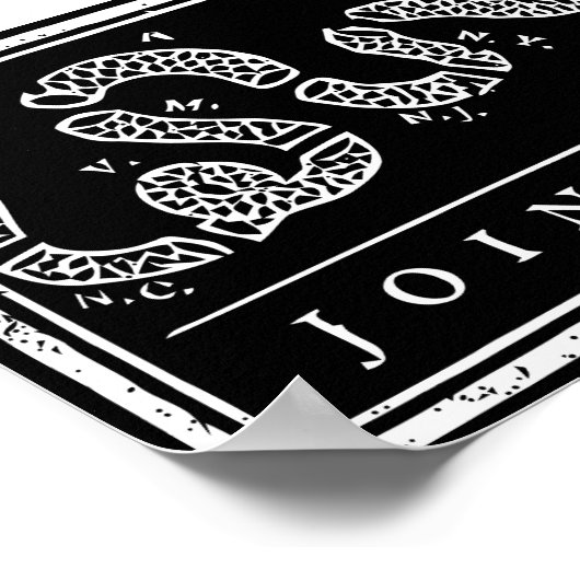 Join oder Die - Schwarz und Weiß Poster (Ecke)