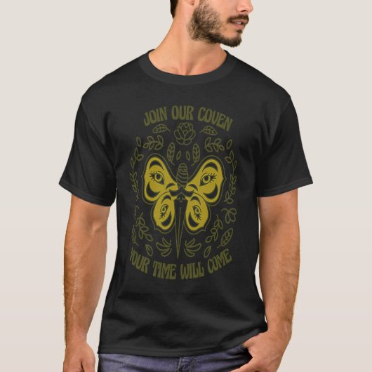 Join Our Coven Wiccan Wicca Pagan Witch Retro Moth T-Shirt (Vorderseite)