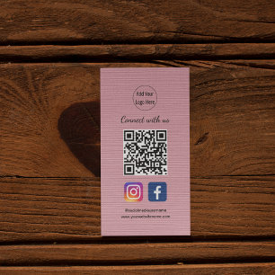 Join Social Media Facebook Instagram Pink QR Code Visitenkarte