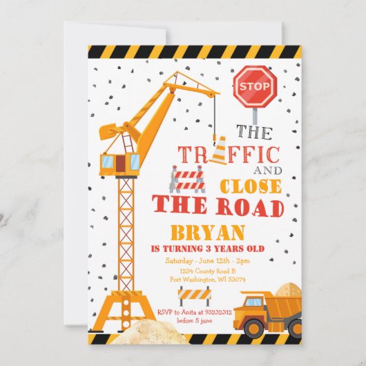 Join the Crew Boy Construction Birthday Invitation Einladung (Vorderseite)