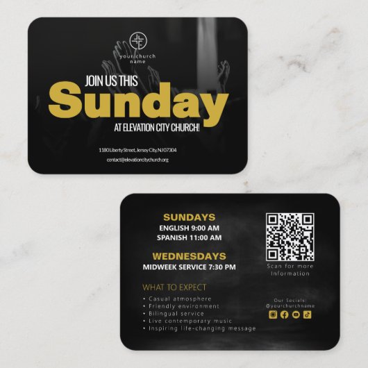 Join Us Church Invitation Calling Card Template Telefonnummerkarte (Vorne/Hinten)