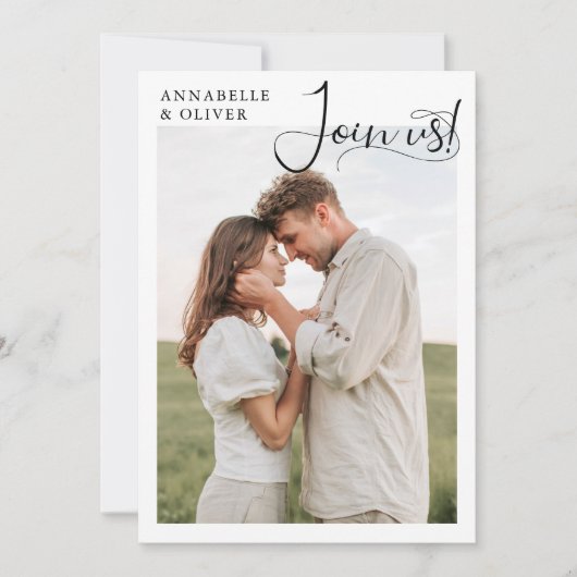 Join Us | Elegantes Foto Hochzeit Einladung (Vorderseite)