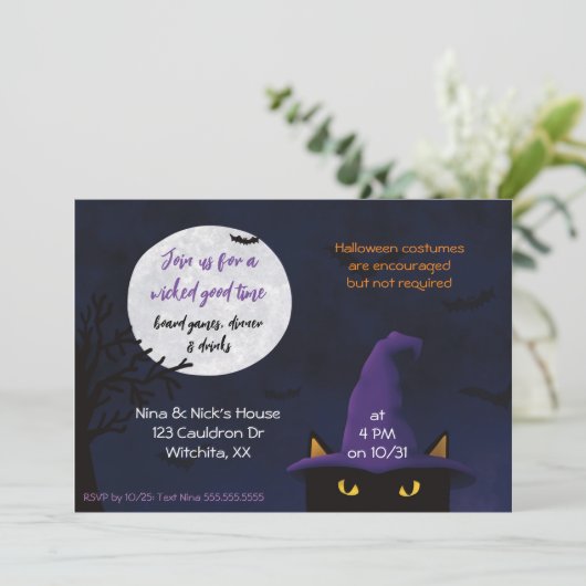"Join us for a wickle good time" Halloween-Party I Einladung (Stehend Vorderseite)