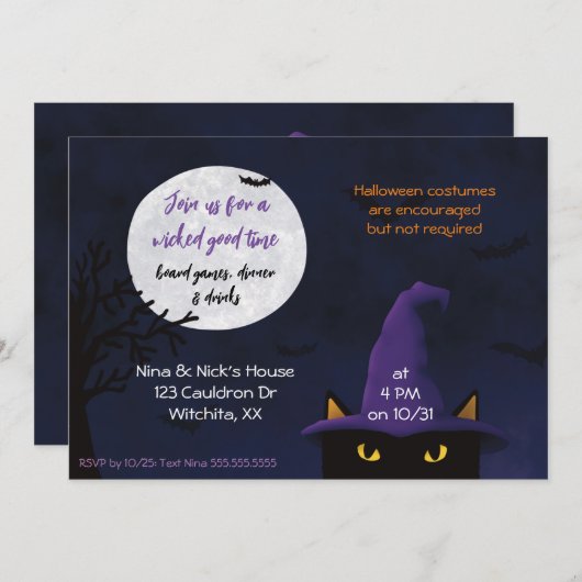 "Join us for a wickle good time" Halloween-Party I Einladung (Vorne/Hinten)