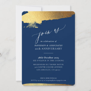 JOIN US Kalligraphie formale Gold Kanten marinebla Einladung