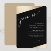 JOIN US Kalligraphie klassische formale goldene Ka Einladung (Vorne/Hinten)