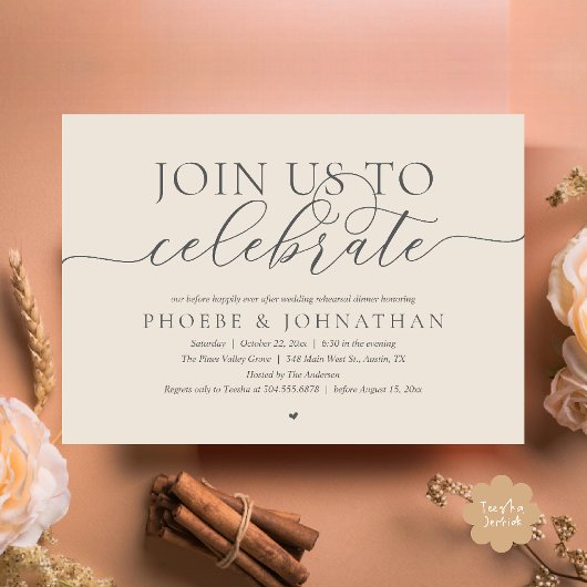 Join Us To Celebrate, Wedding Rehearsal Dinner Einladung