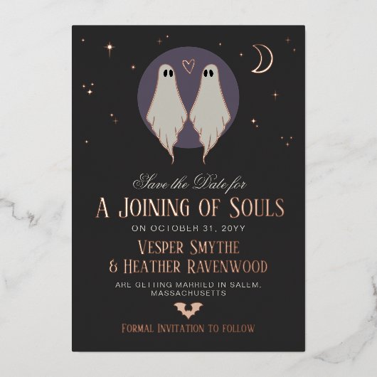 Joining of Souls Ghosts Lesbian Save the Date Folieneinladung (Vorderseite)