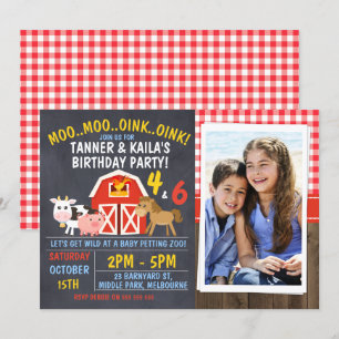 Joint Barnyard Chalkboard Geburtstagseinladung Einladung