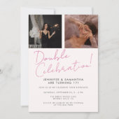 Joint Birthday Double Celebration Pink Girl Foto Einladung (Vorderseite)