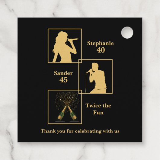Joint Birthday Double the Fun Black Gold Geschenkanhänger (Rückseite)