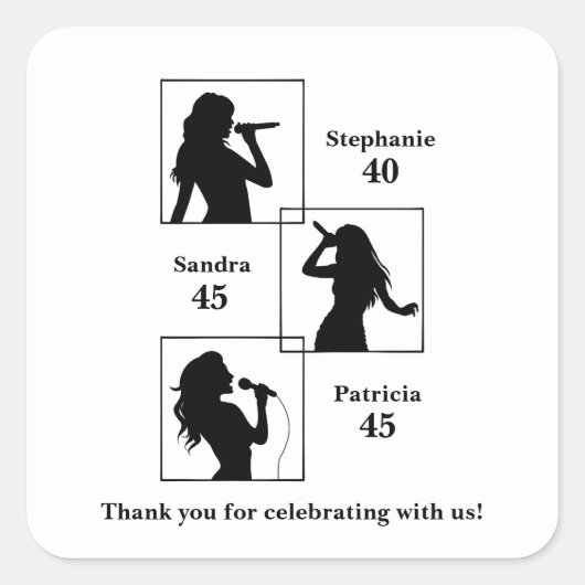 Joint Birthday Triple the Fun Minimalist Black Quadratischer Aufkleber (Vorderseite)