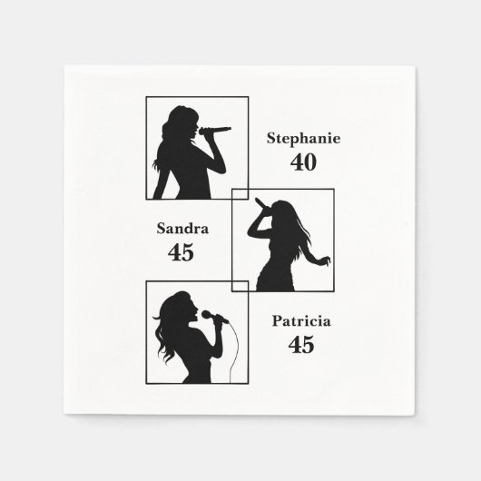 Joint Birthday Triple the Fun Minimalist Black Serviette (Vorderseite)