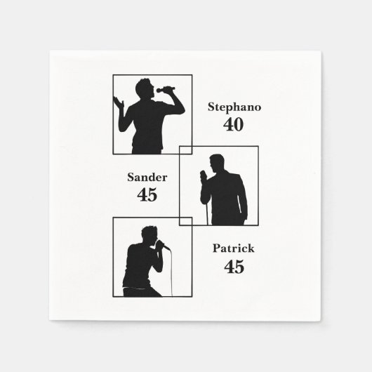 Joint Birthday Triple the Fun Minimalist White Serviette (Vorderseite)