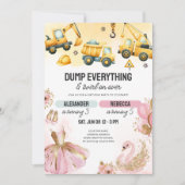 Joint Construction & Ballerina Sibling Birthday Einladung (Vorderseite)