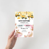 Joint Construction & Ballerina Sibling Birthday Einladung