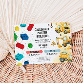 Joint Construction & Building Blocks Birthday Einladung