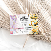 Joint Construction & Mermaid Sibling Geburtstag Einladung