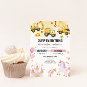 Joint Construction & Unicorn Sibling Birthday Einladung