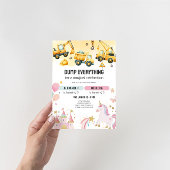 Joint Construction & Unicorn Sibling Birthday Einladung