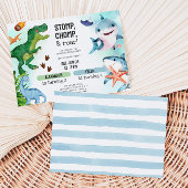 Joint Dinosaur & Sharks Sibling Birthday Einladung