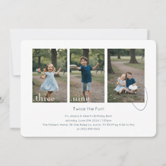 Joint Dual Sibling Any Age Double Birthday Party Einladung