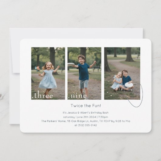 Joint Dual Sibling Any Age Double Birthday Party Einladung (Vorderseite)