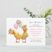 Joint Ducklings Birthday Invite, Siblings Friends Einladung (Stehend Vorderseite)