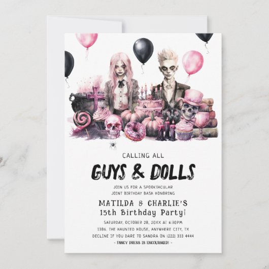 Joint Halloween Spooktacular Birthday Bash Einladung (Vorderseite)