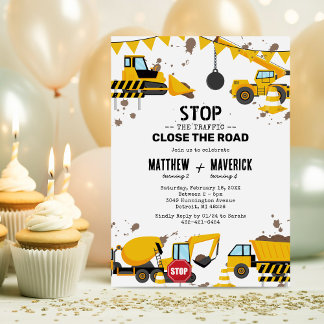 Joint Kids Construction Theme Geburtstagspartei Einladung