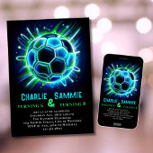 Joint Neon Soccer Birthday Einladung Boys Dual