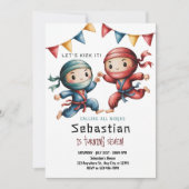 Joint Ninja Birthday Invitation | Karate Party Einladung (Vorderseite)
