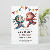 Joint Ninja Birthday Invitation | Karate Party Einladung (Stehend Vorderseite)