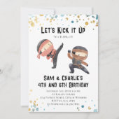 Joint Ninja Siblons Dual Birthday Party Einladung (Vorderseite)