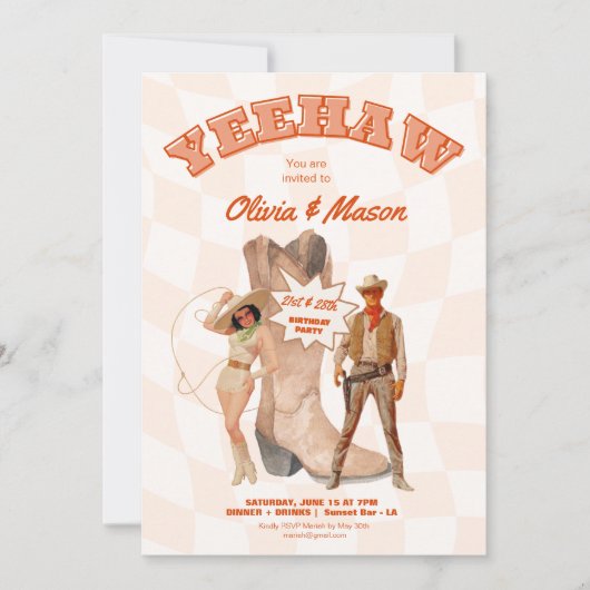 Joint Party Einladung Western Cowboy Boot (Vorderseite)