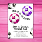 Joint Sibling Dual Sisters Twin Soccer Geburtstag Einladung