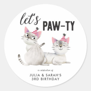 Joint Twins Birthday Cats Gastgeschenk Runder Aufkleber