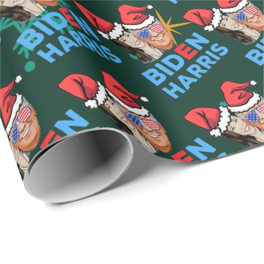 Jojo biden und kamala harris Weihnachtsmannmütze Geschenkpapier (Rolleneckpunkt)