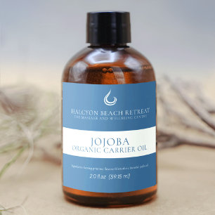 Jojoba Träger Öl Beauty-Produkt-Etikett blau Alkoholflaschenetikett