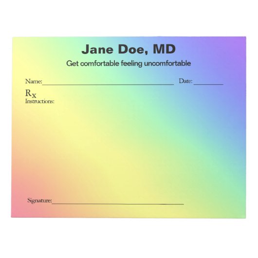 Joke prescription rainbow - 11" x 8.5" Notepad Notizblock (Vorderseite)