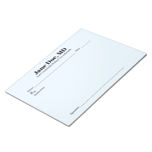 Joke-Rezept-Pad - 8.5" x 11" Notepad Blau Notizblock (angewinkelt)