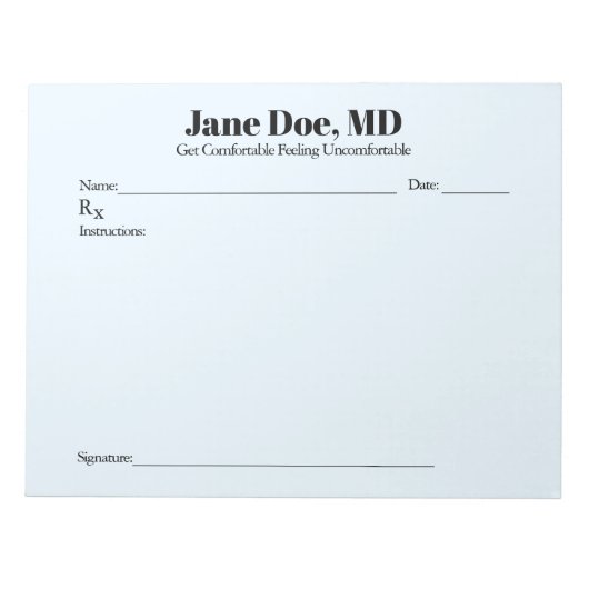 Joke-Rezept-Pad - 8.5" x 11" Notepad Blau Notizblock (Vorderseite)