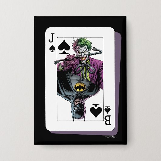 Joker and Batman Spade Playing Card Illustration Button (Vorderseite)