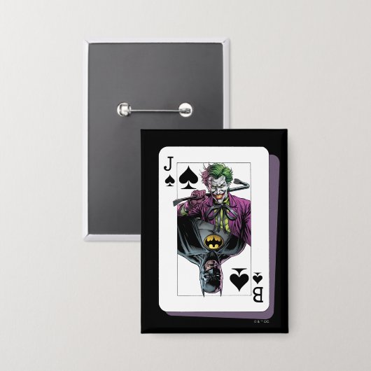 Joker and Batman Spade Playing Card Illustration Button (Vorderseite/Rückseite)