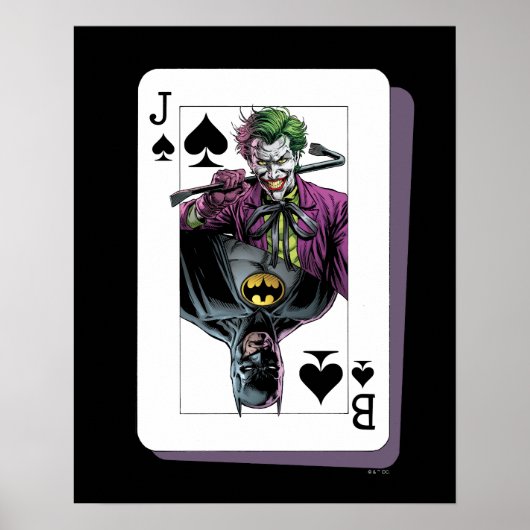 Joker and Batman Spade Playing Card Illustration Poster (Vorne)